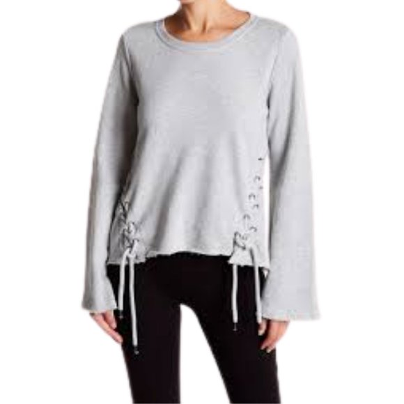 Betsey Johnson Lace Up Crop Oversize Fleece L - Picture 1 of 11